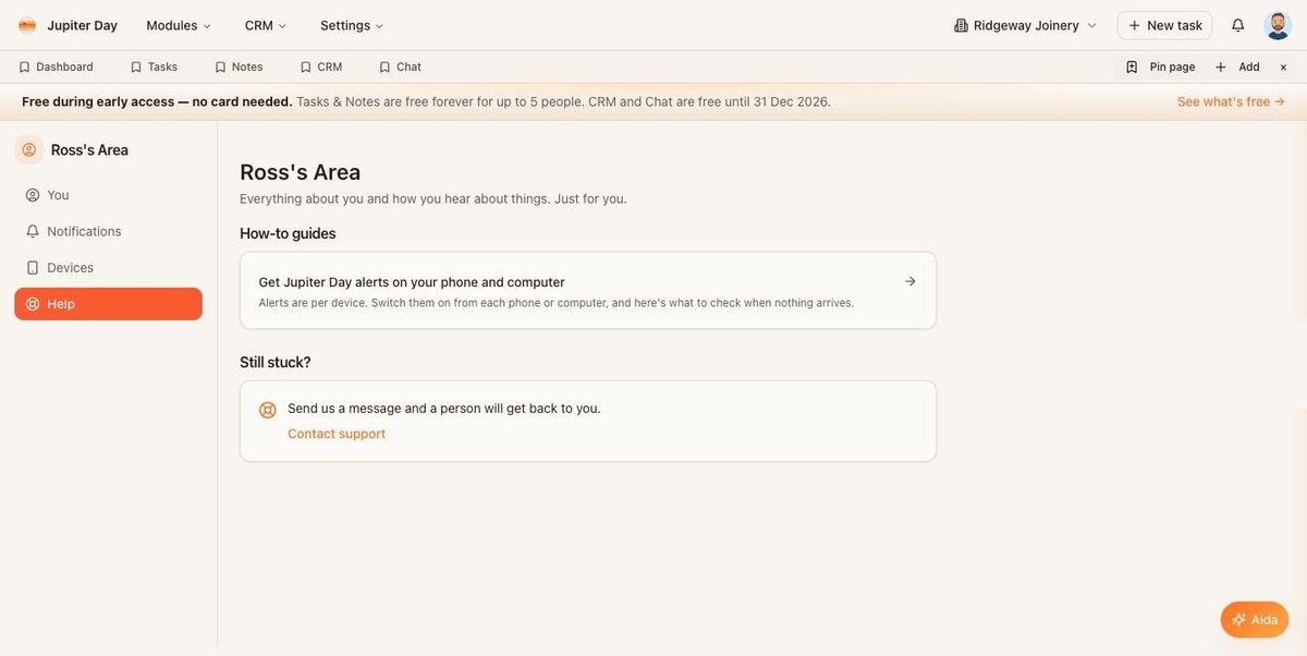Your Area › Help: the how-to guides and Contact support.